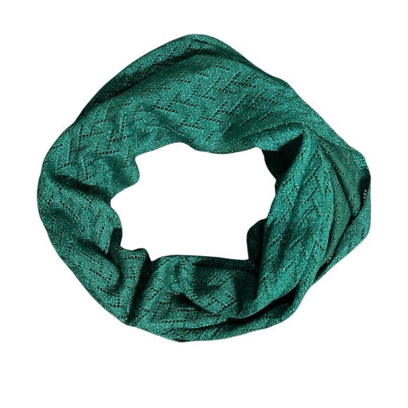 Dark Green Metallic Knit Infinity Scarf - Picture 1 of 3